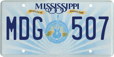 MS license plate MDG507