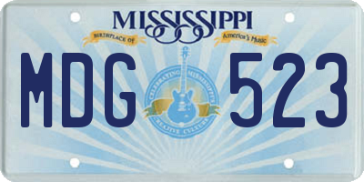 MS license plate MDG523