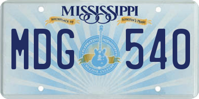 MS license plate MDG540