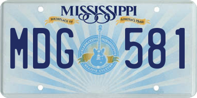 MS license plate MDG581