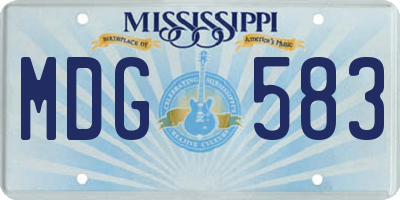 MS license plate MDG583