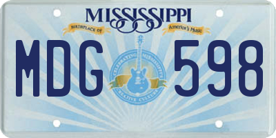 MS license plate MDG598