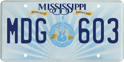 MS license plate MDG603
