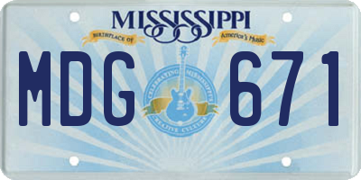 MS license plate MDG671