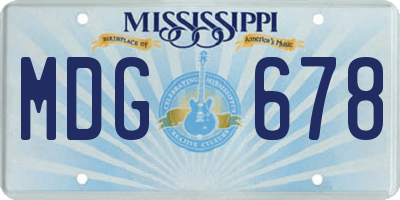 MS license plate MDG678