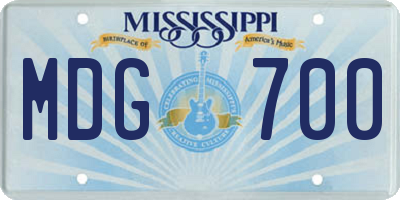 MS license plate MDG700