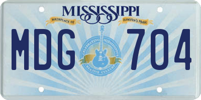MS license plate MDG704