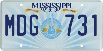 MS license plate MDG731
