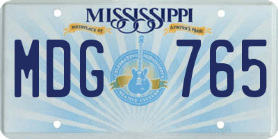MS license plate MDG765
