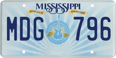 MS license plate MDG796
