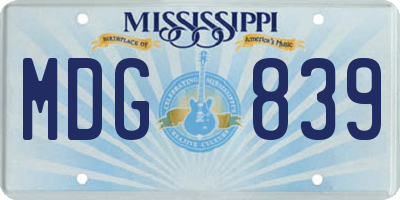 MS license plate MDG839