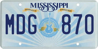 MS license plate MDG870
