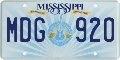 MS license plate MDG920