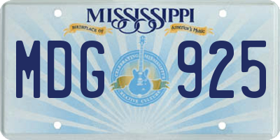 MS license plate MDG925
