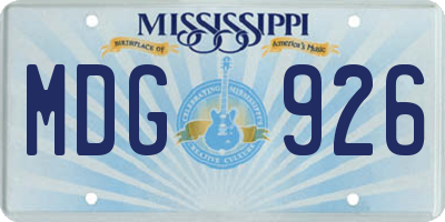 MS license plate MDG926