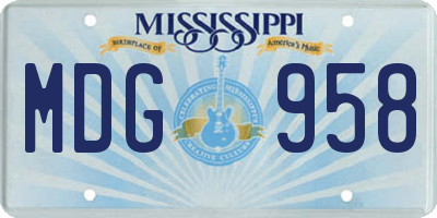 MS license plate MDG958