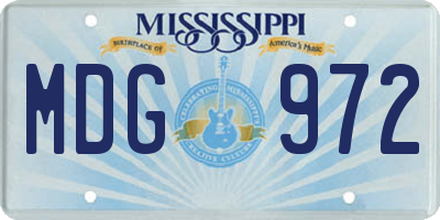 MS license plate MDG972