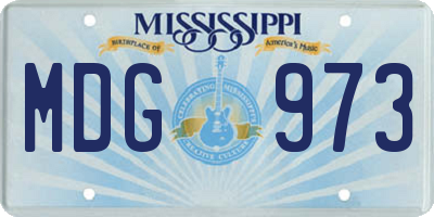 MS license plate MDG973