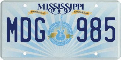 MS license plate MDG985