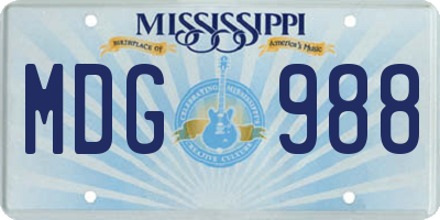 MS license plate MDG988