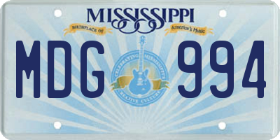 MS license plate MDG994