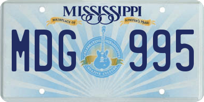 MS license plate MDG995