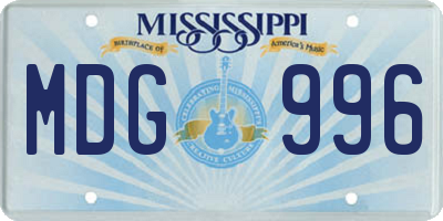 MS license plate MDG996