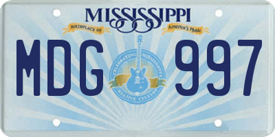 MS license plate MDG997