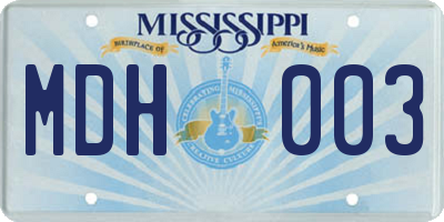 MS license plate MDH003