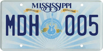 MS license plate MDH005