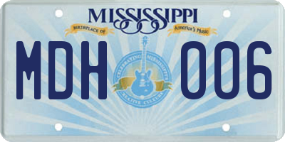 MS license plate MDH006
