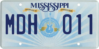 MS license plate MDH011