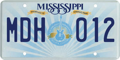 MS license plate MDH012