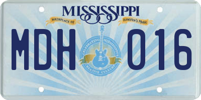 MS license plate MDH016