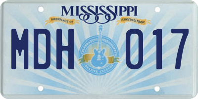 MS license plate MDH017