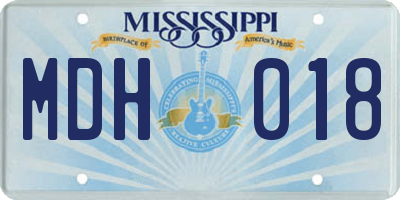 MS license plate MDH018