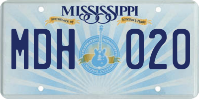 MS license plate MDH020