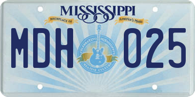 MS license plate MDH025