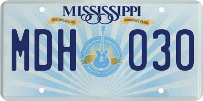 MS license plate MDH030