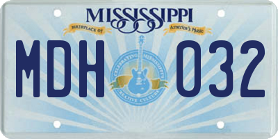 MS license plate MDH032