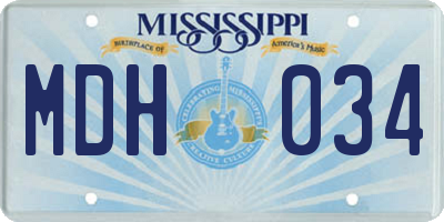 MS license plate MDH034
