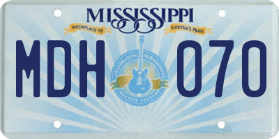 MS license plate MDH070