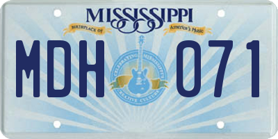 MS license plate MDH071