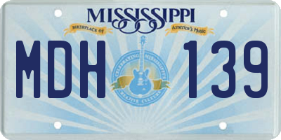 MS license plate MDH139
