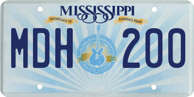 MS license plate MDH200