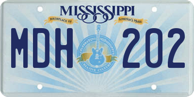 MS license plate MDH202