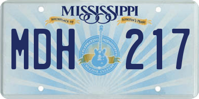 MS license plate MDH217