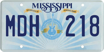 MS license plate MDH218