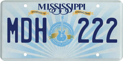 MS license plate MDH222