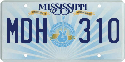 MS license plate MDH310